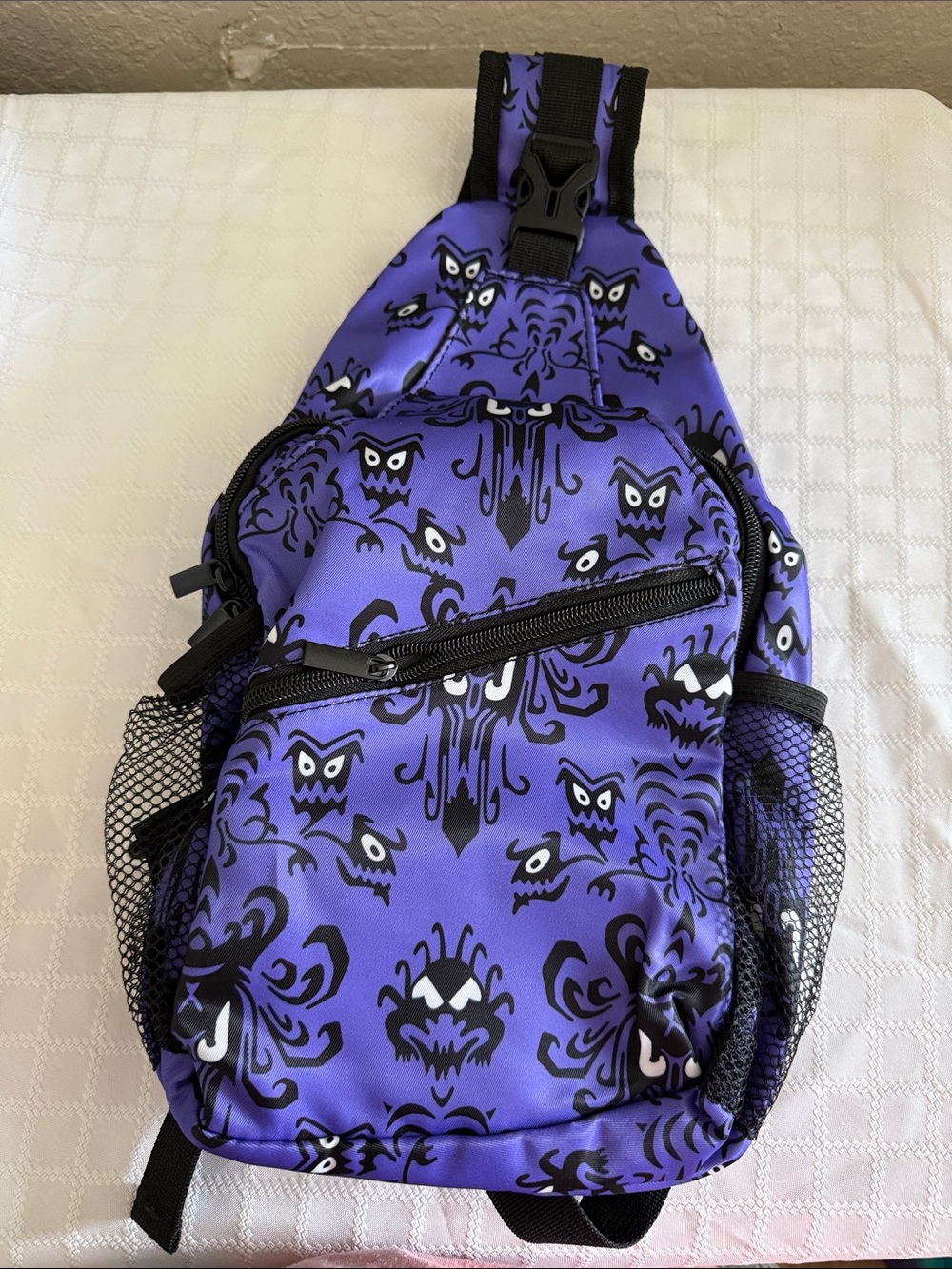 Purple Halloween Graphic Sling Backpack 
NWOT
